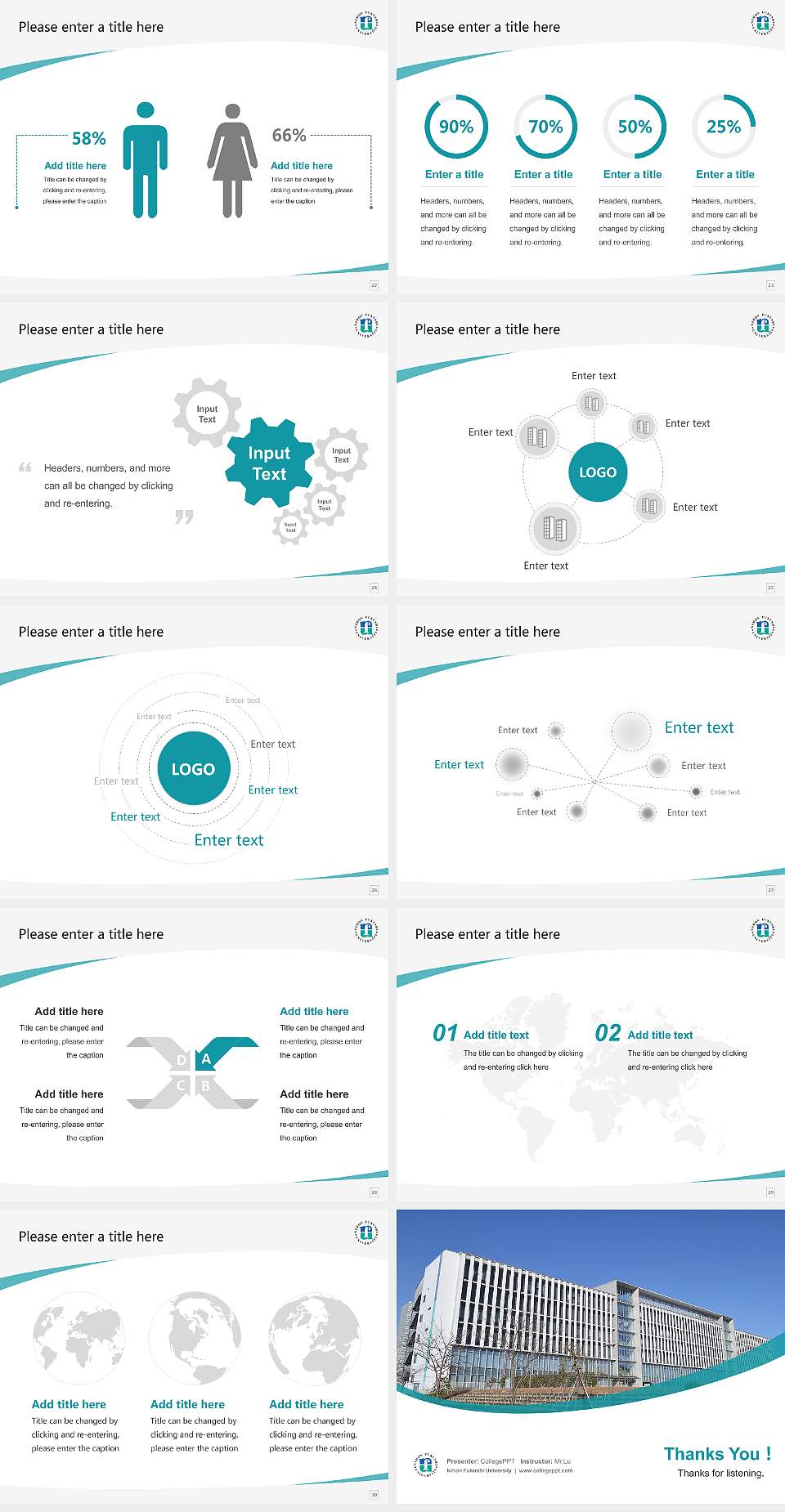 Nihon Fukushi University Course/Courseware Creation PPT Template4:3 ratio PPT effect preview image4