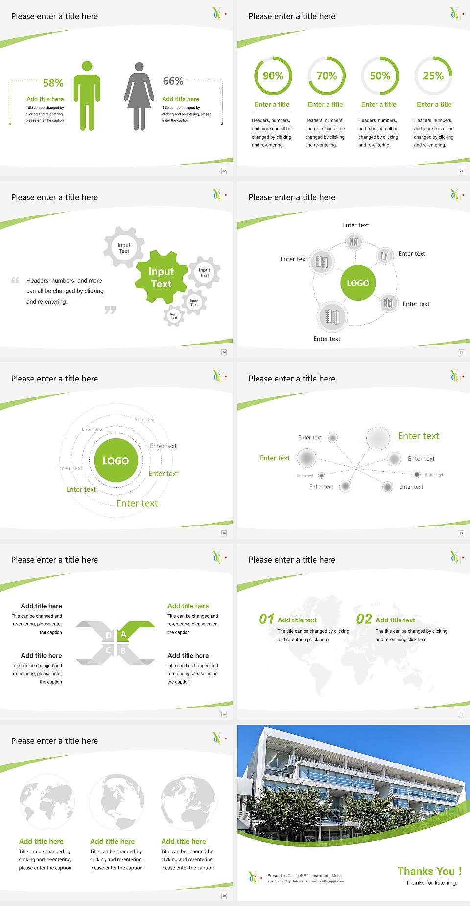 Yokohama City University Course/Courseware Creation PPT Template4:3 ratio PPT effect preview image4