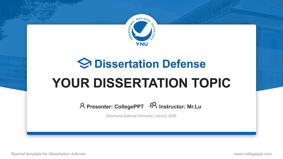 Yokohama National University Graduation Thesis Defense PPT Template16:9 ratio PPT effect preview image