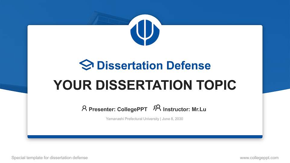Yamanashi Prefectural University Graduation Thesis Defense PPT Template16:9 ratio PPT effect preview image