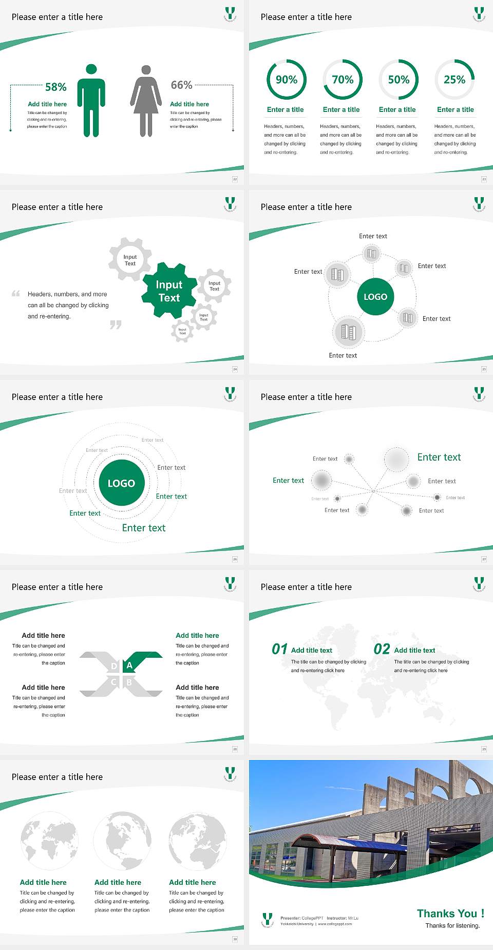 Yokkaichi University Course/Courseware Creation PPT Template4:3 ratio PPT effect preview image4