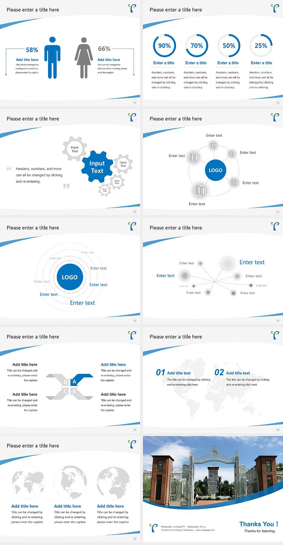 Yokohama University of Pharmacy Course/Courseware Creation PPT Template4:3 ratio PPT effect preview image4