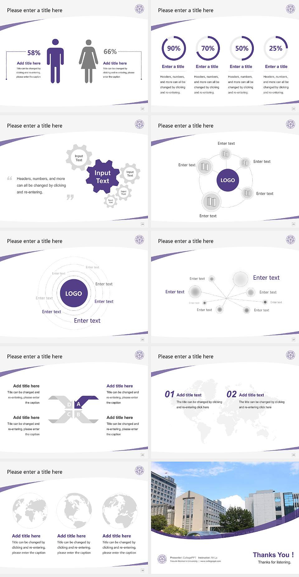 Yasuda Women’s University Course/Courseware Creation PPT Template4:3 ratio PPT effect preview image4