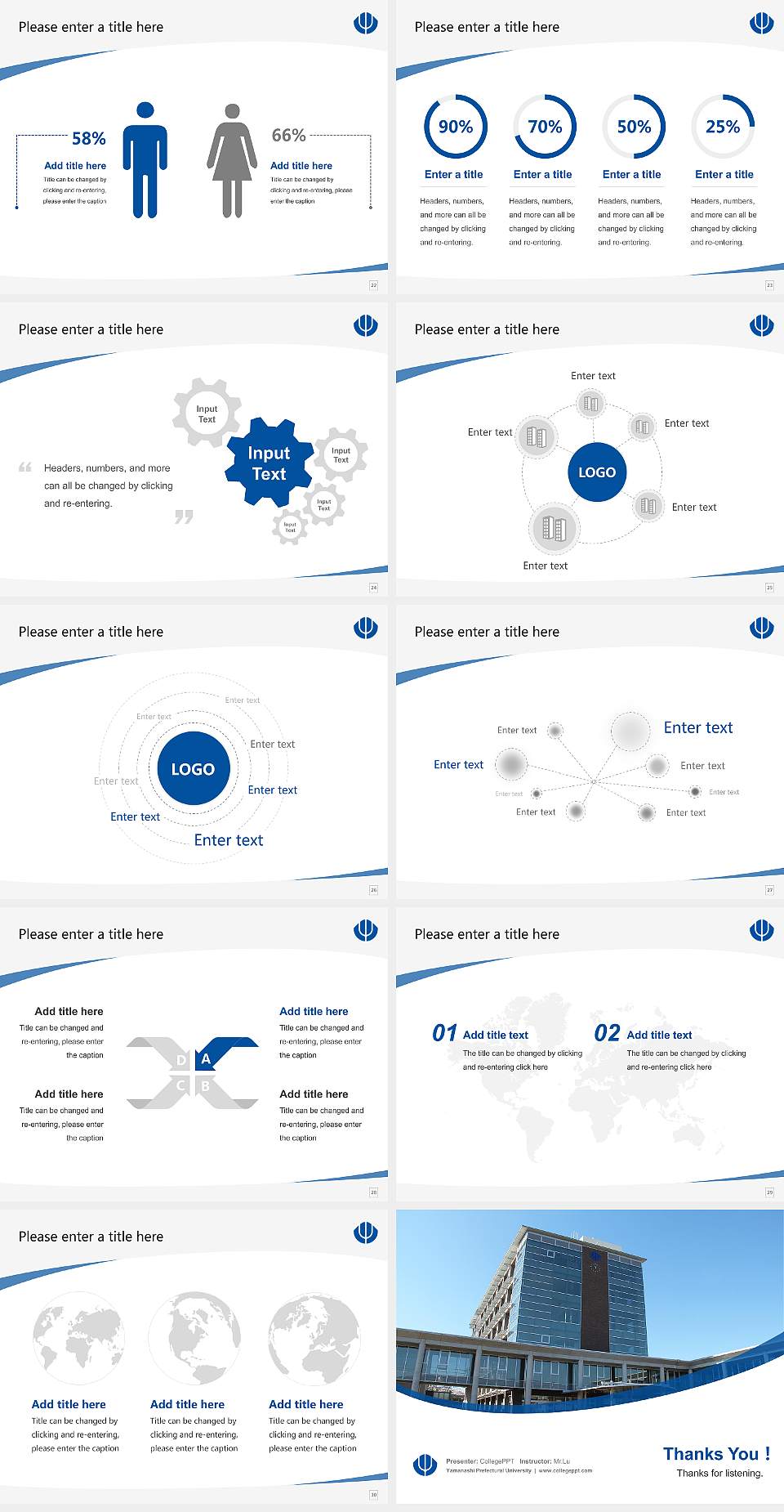Yamanashi Prefectural University Course/Courseware Creation PPT Template4:3 ratio PPT effect preview image4