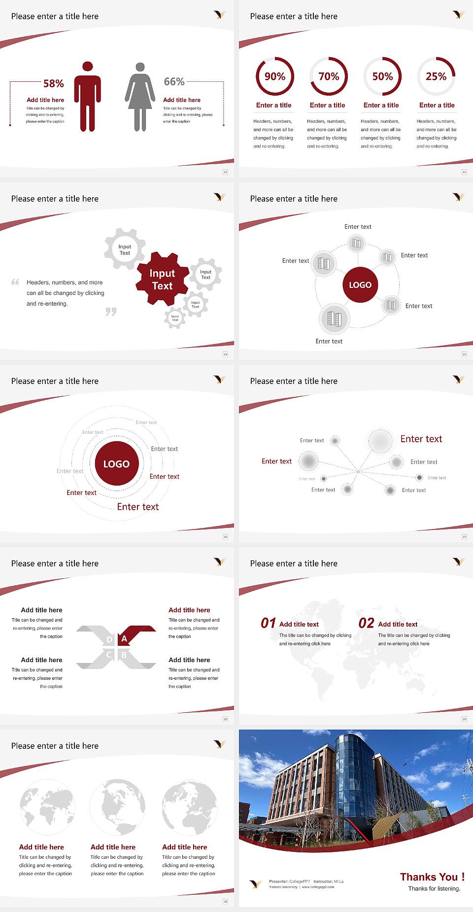 Yamato University Course/Courseware Creation PPT Template4:3 ratio PPT effect preview image4