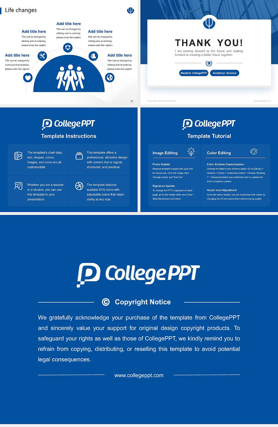 Yamanashi Prefectural University National Scholarship Defense PPT Template4:3 ratio PPT effect preview image4