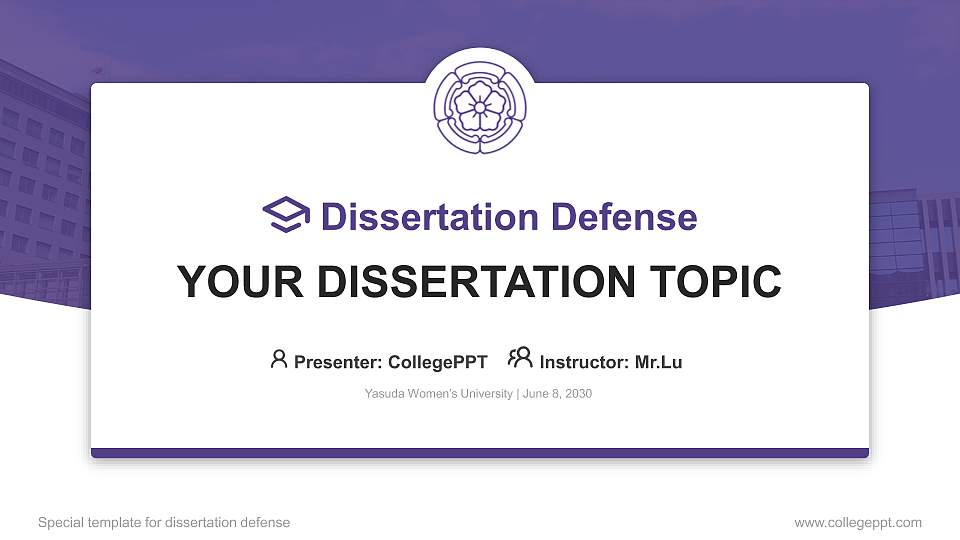 Yasuda Women’s University Graduation Thesis Defense PPT Template16:9 ratio PPT effect preview image