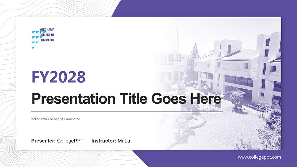 Yokohama College of Commerce Academic Presentation/Research Findings Report PPT Template16:9 ratio PPT effect preview image