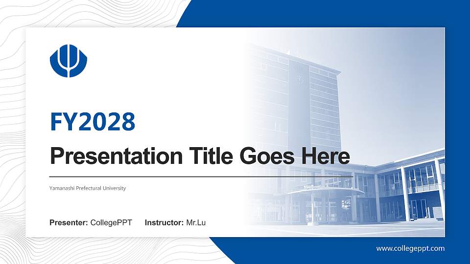 Yamanashi Prefectural University Academic Presentation/Research Findings Report PPT Template16:9 ratio PPT effect preview image