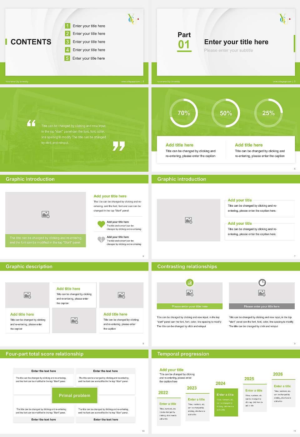 Yokohama City University Thesis Proposal/Graduation Defense PPT Template16:9 ratio PPT effect preview image2