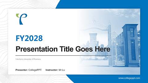 Yokohama University of Pharmacy Academic Presentation/Research Findings Report PPT Template