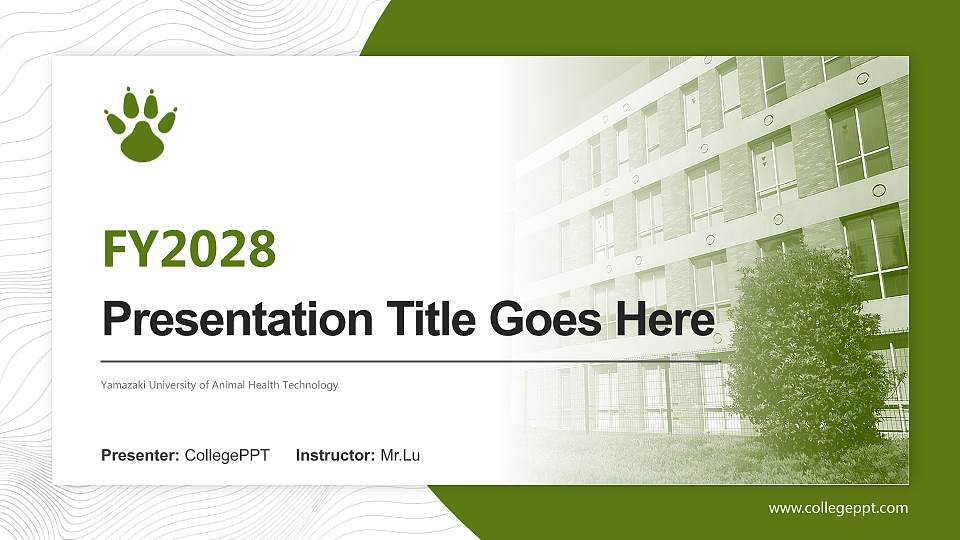 Yamazaki University of Animal Health Technology Academic Presentation/Research Findings Report PPT Template16:9 ratio PPT effect preview image