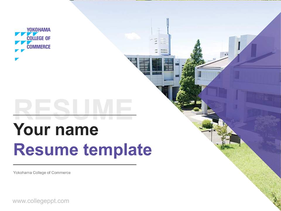 Yokohama College of Commerce Resume PPT Template4:3 ratio PPT effect preview image5