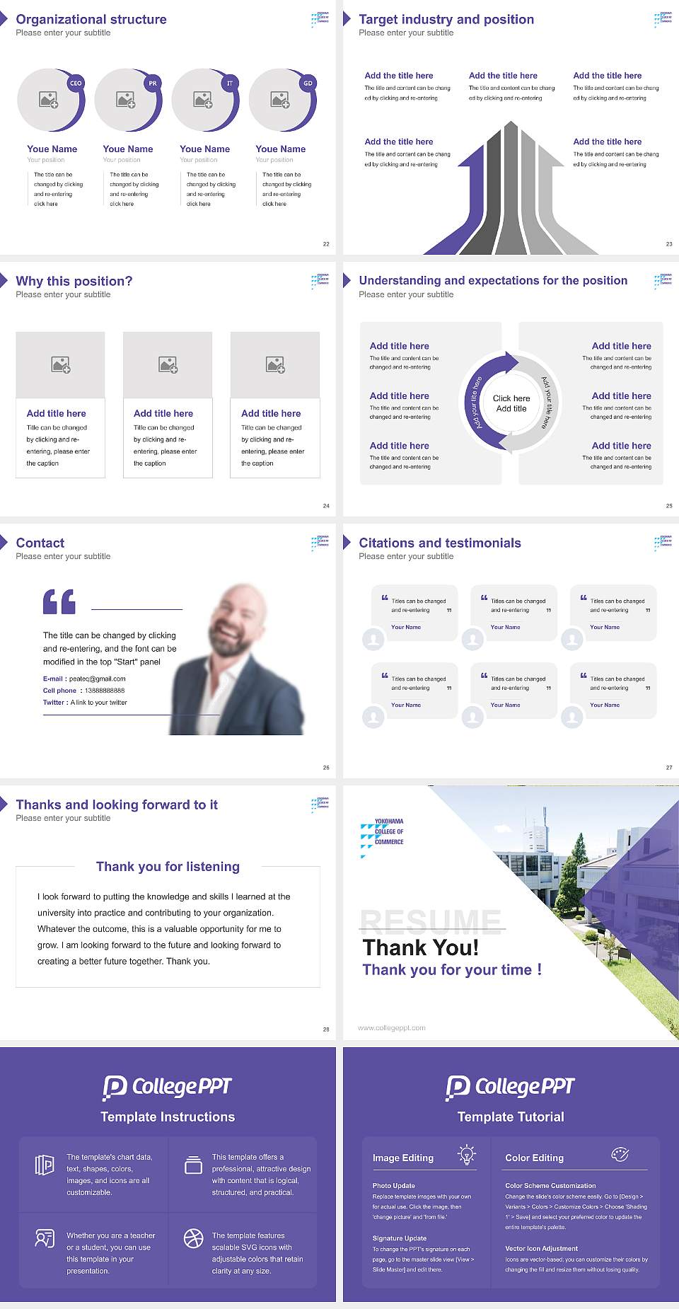 Yokohama College of Commerce Resume PPT Template4:3 ratio PPT effect preview image4