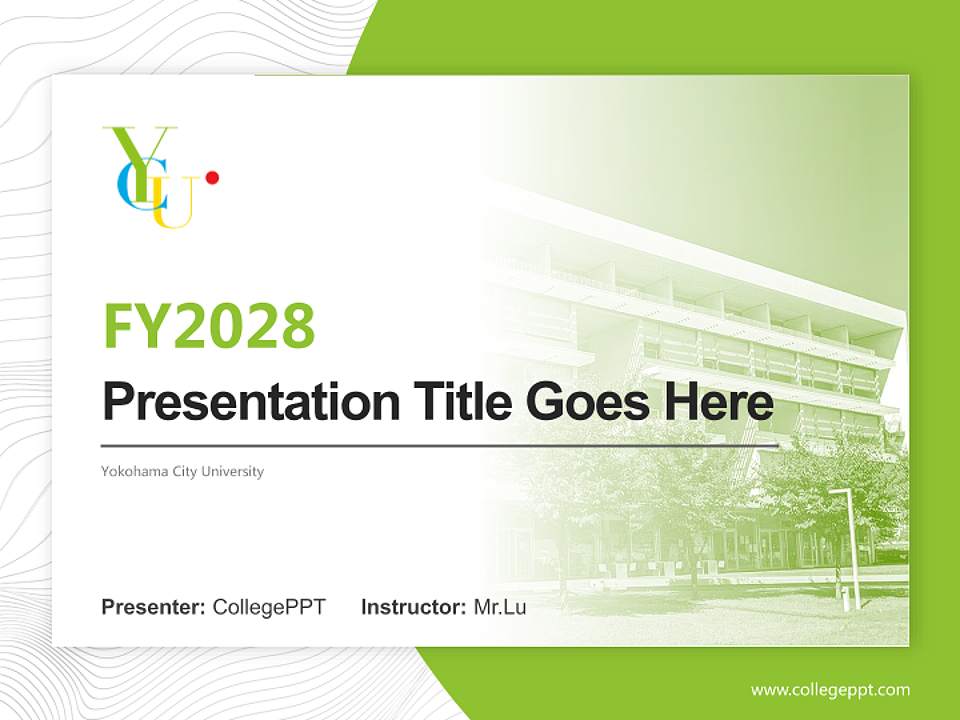 Yokohama City University Academic Presentation/Research Findings Report PPT Template4:3 ratio PPT effect preview image5