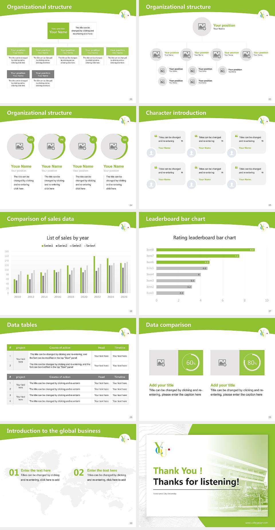 Yokohama City University Academic Presentation/Research Findings Report PPT Template4:3 ratio PPT effect preview image4