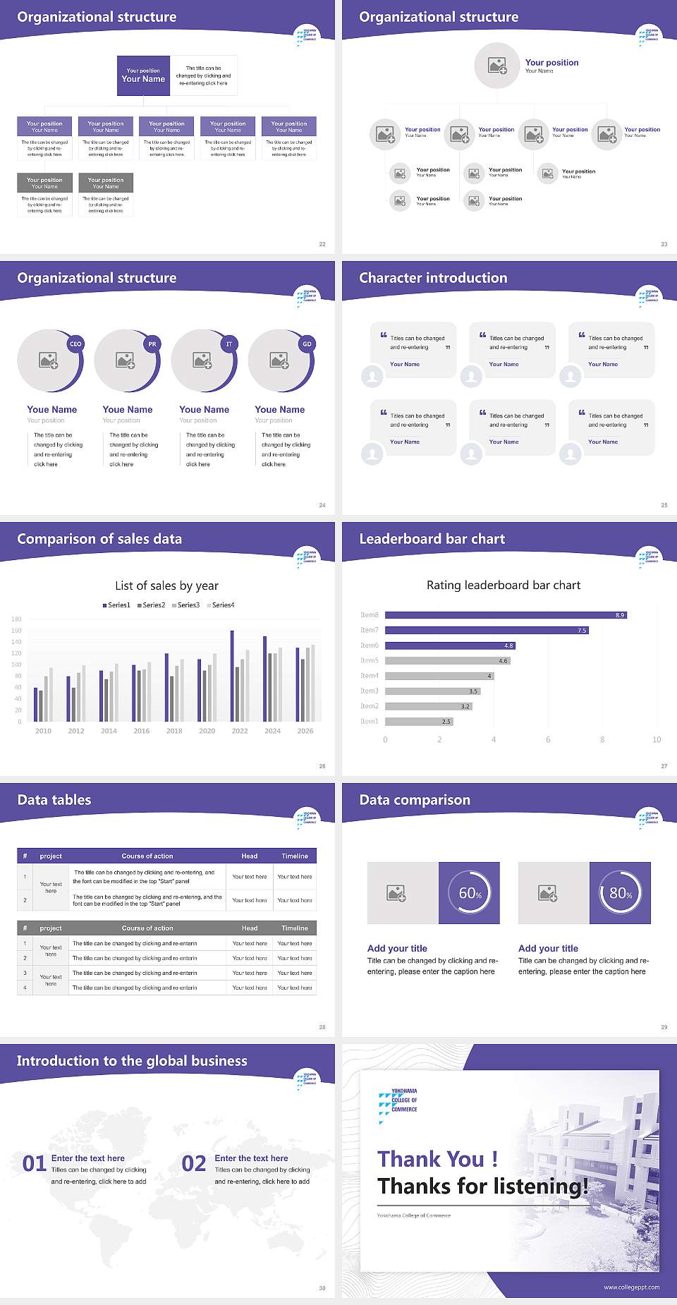 Yokohama College of Commerce Academic Presentation/Research Findings Report PPT Template4:3 ratio PPT effect preview image4