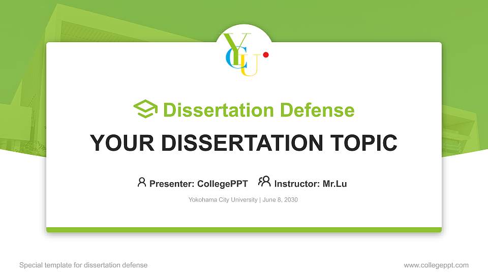 Yokohama City University Graduation Thesis Defense PPT Template16:9 ratio PPT effect preview image
