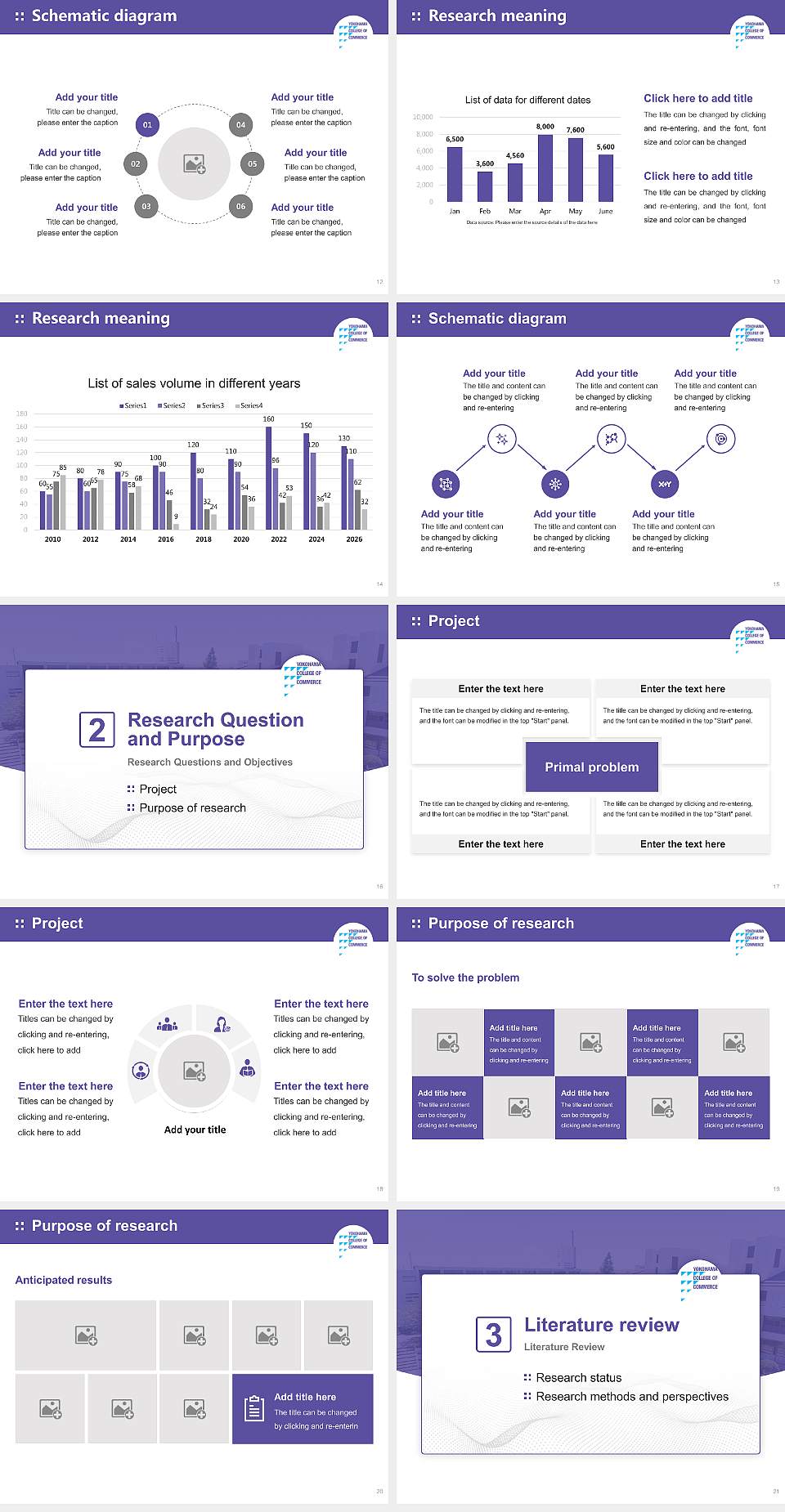 Yokohama College of Commerce Graduation Thesis Defense PPT Template4:3 ratio PPT effect preview image3