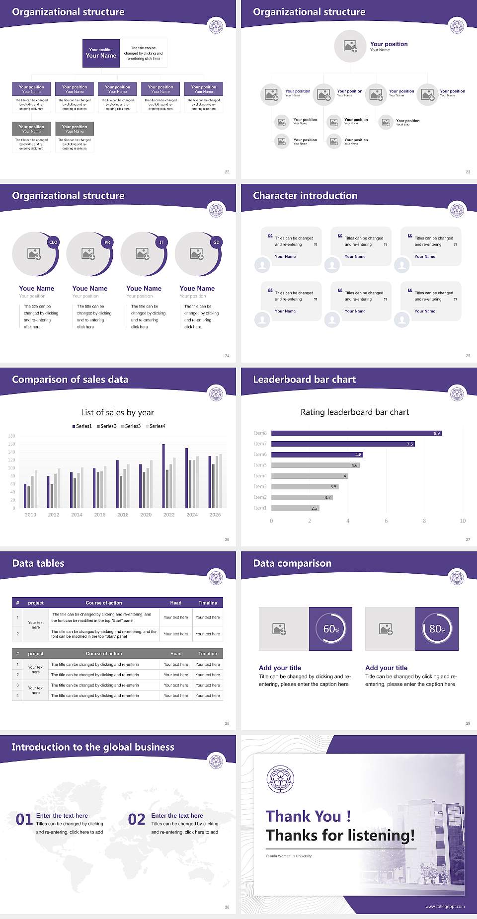 Yasuda Women’s University Academic Presentation/Research Findings Report PPT Template4:3 ratio PPT effect preview image4