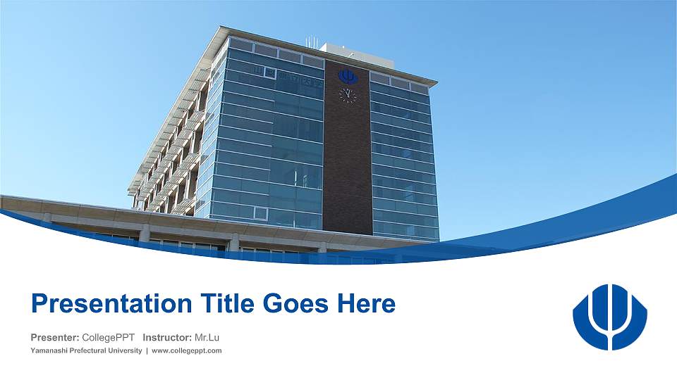 Yamanashi Prefectural University Course/Courseware Creation PPT Template16:9 ratio PPT effect preview image