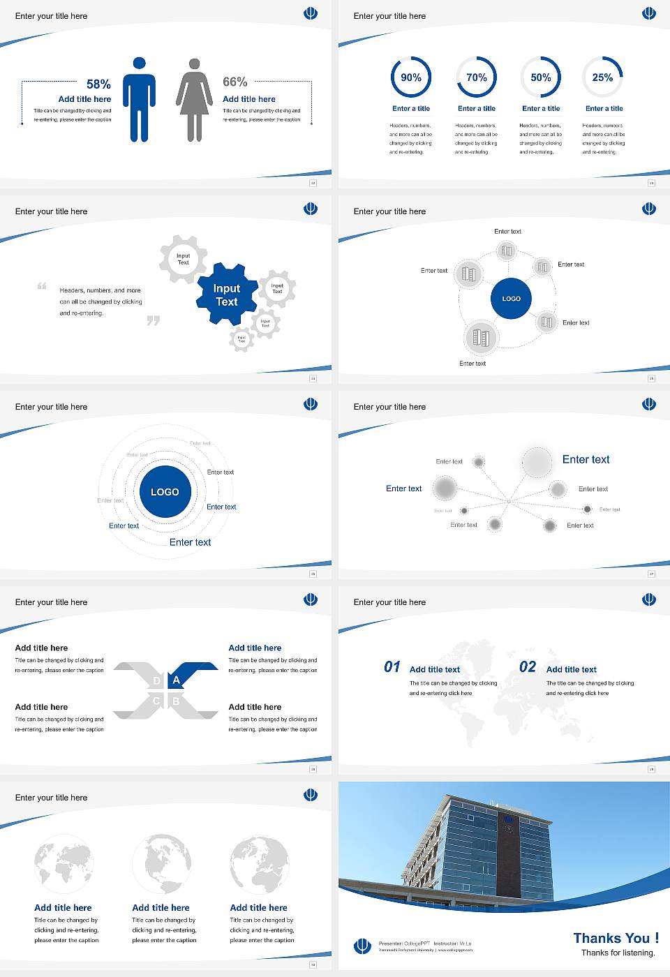 Yamanashi Prefectural University Course/Courseware Creation PPT Template16:9 ratio PPT effect preview image4