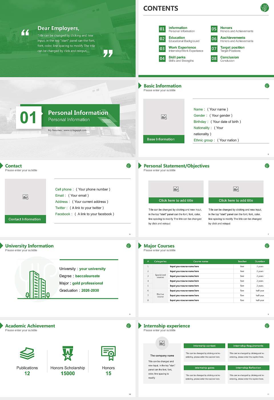 Yokohama Soei University Resume PPT Template16:9 ratio PPT effect preview image2