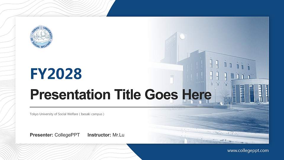 Tokyo University of Social Welfare（Isesaki campus） Academic Presentation/Research Findings Report PPT Template16:9 ratio PPT effect preview image
