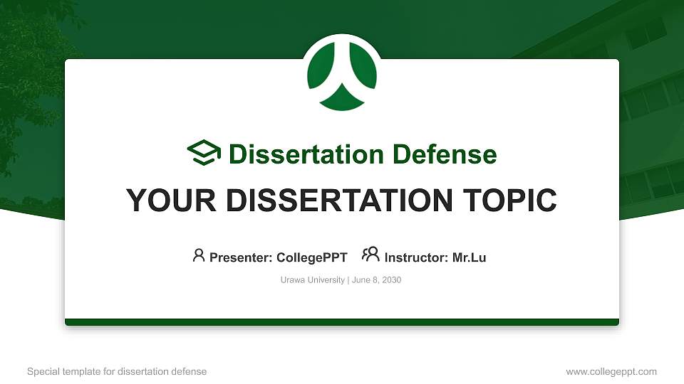 Urawa University Graduation Thesis Defense PPT Template16:9 ratio PPT effect preview image