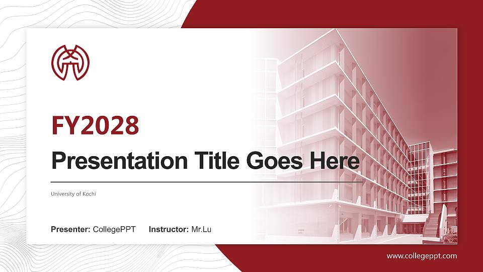 University of Kochi Academic Presentation/Research Findings Report PPT Template16:9 ratio PPT effect preview image