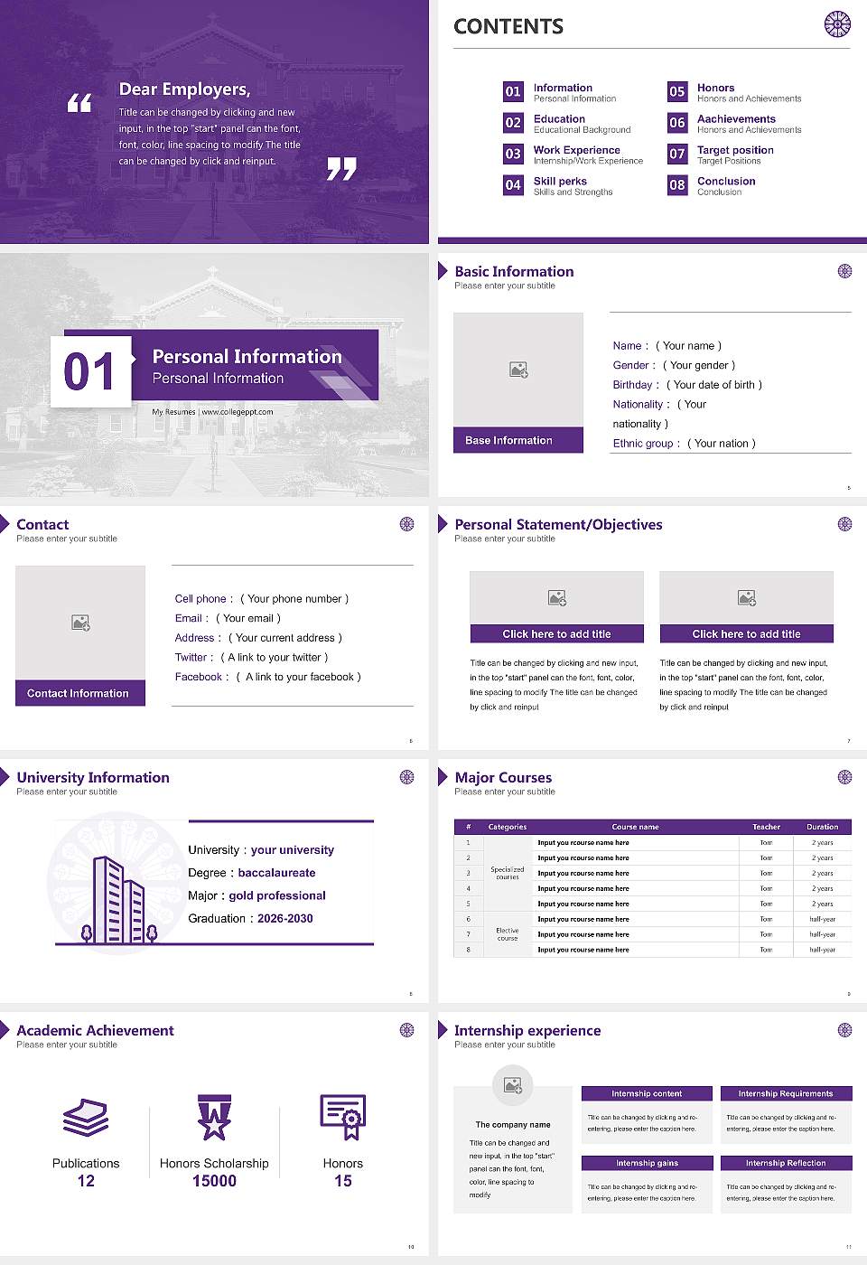 St.Catherine University Resume PPT Template16:9 ratio PPT effect preview image2