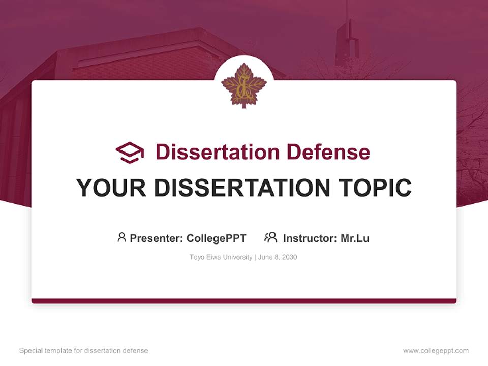 Toyo Eiwa University Graduation Thesis Defense PPT Template4:3 ratio PPT effect preview image7