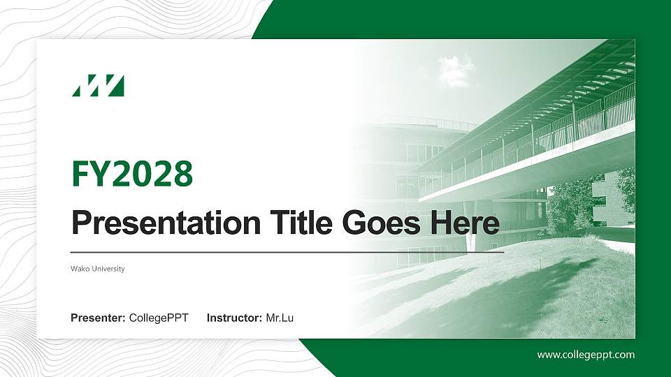 Wako University Academic Presentation/Research Findings Report PPT Template16:9 ratio PPT effect preview image