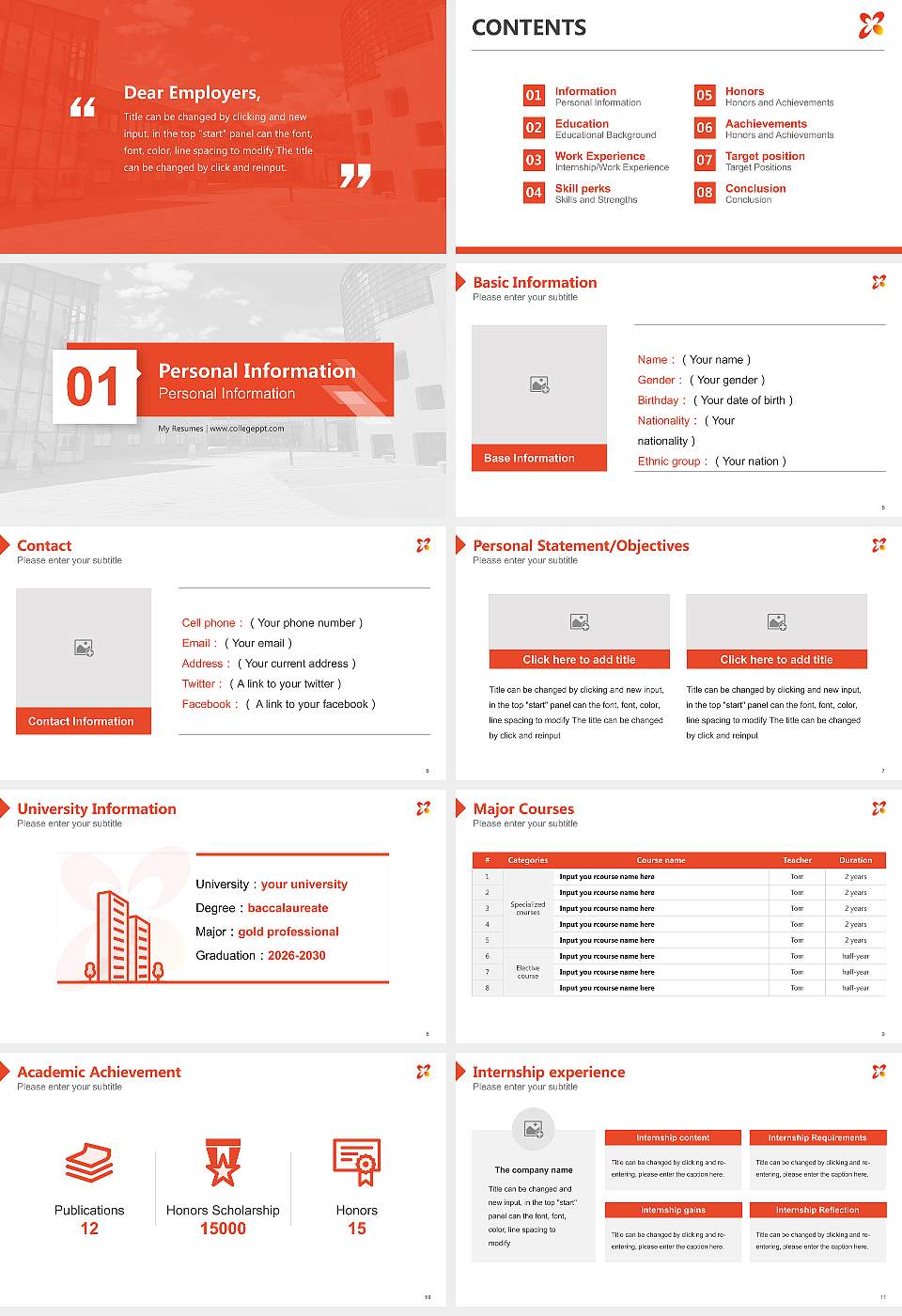 Yamaguchi Prefectural University Resume PPT Template16:9 ratio PPT effect preview image2