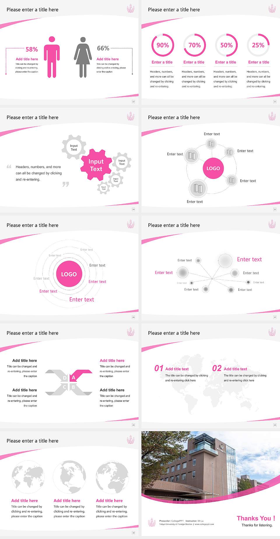 Tokyo University of Foreign Studies Course/Courseware Creation PPT Template4:3 ratio PPT effect preview image4