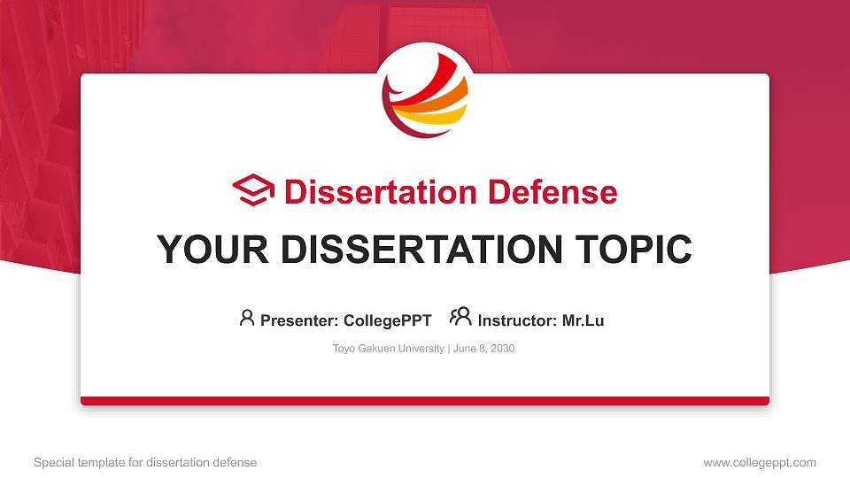 Toyo Gakuen University Graduation Thesis Defense PPT Template16:9 ratio PPT effect preview image