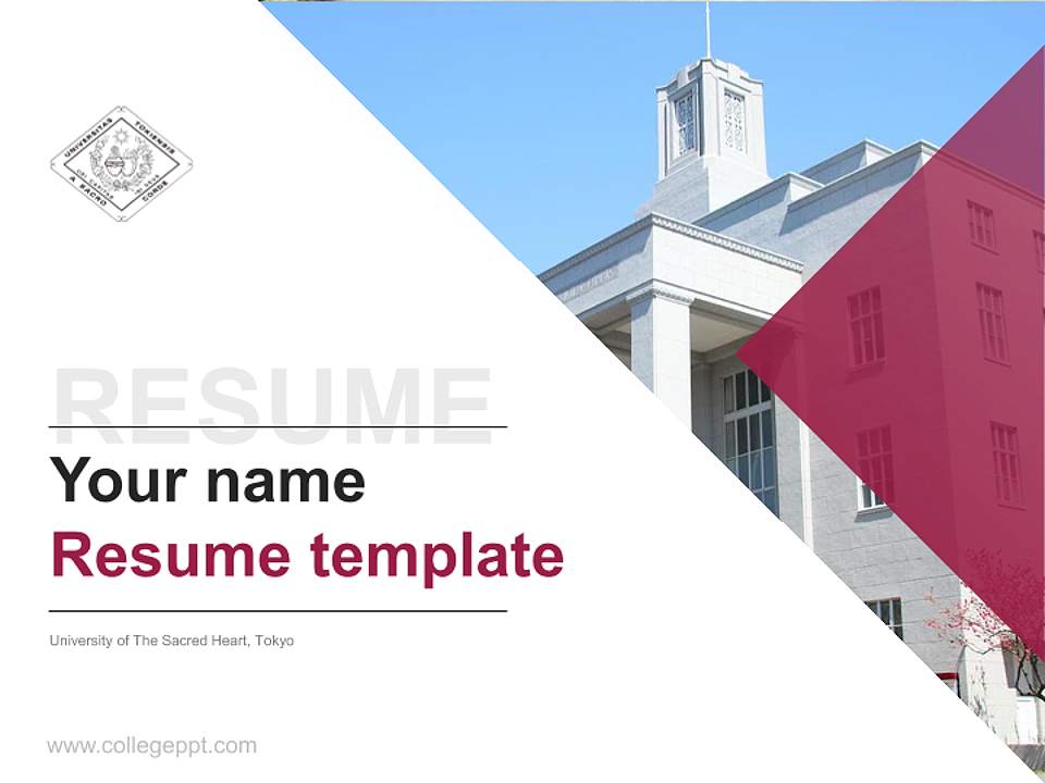 University of The Sacred Heart, Tokyo Resume PPT Template4:3 ratio PPT effect preview image5