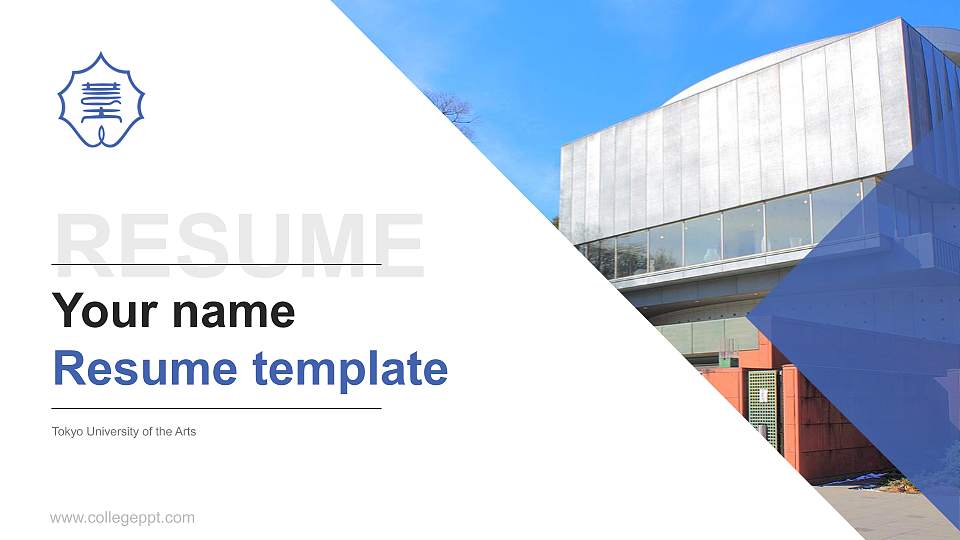 Tokyo University of the Arts Resume PPT Template16:9 ratio PPT effect preview image