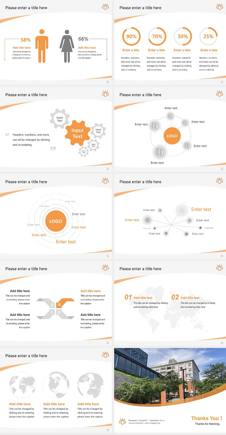 Tsurumi University Course/Courseware Creation PPT Template4:3 ratio PPT effect preview image4