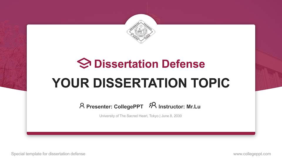 University of The Sacred Heart, Tokyo Graduation Thesis Defense PPT Template16:9 ratio PPT effect preview image