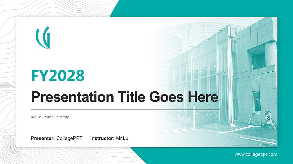 Uekusa Gakuen University Academic Presentation/Research Findings Report PPT Template16:9 ratio PPT effect preview image