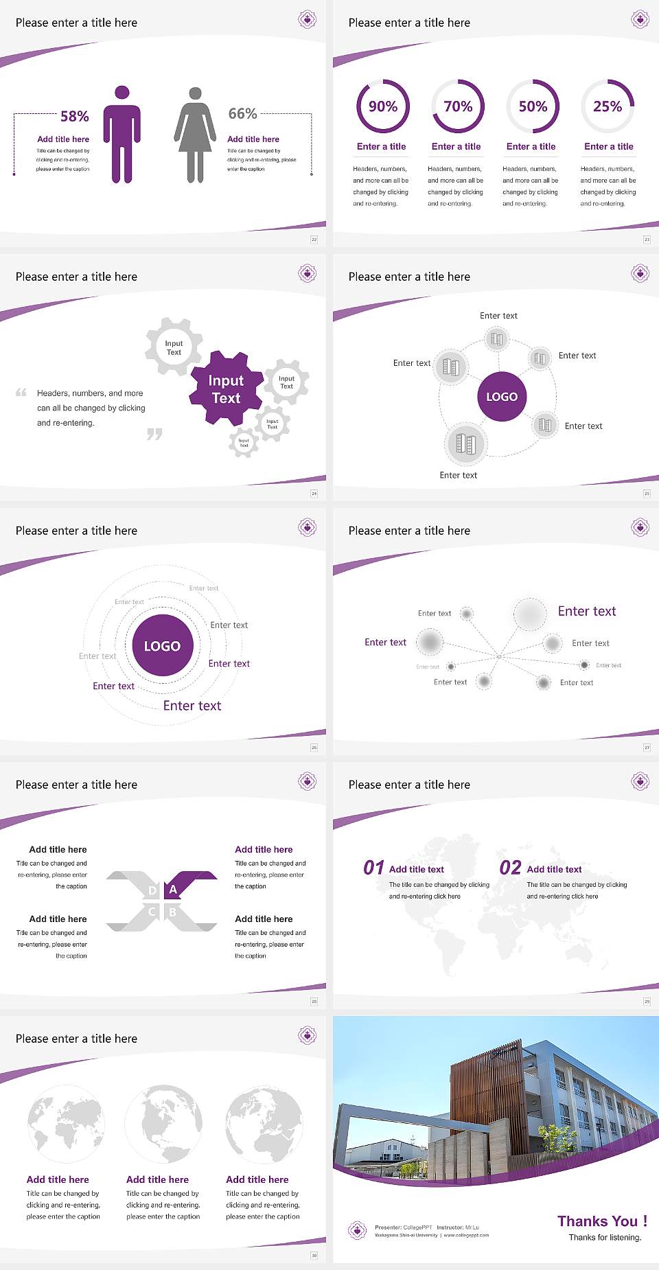 Wakayama Shin-ai University Course/Courseware Creation PPT Template4:3 ratio PPT effect preview image4