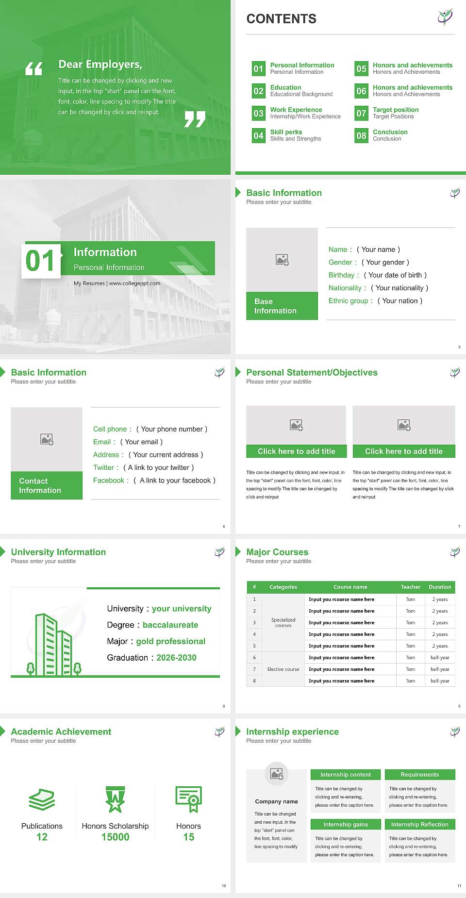 Yamagata Prefectural Yonezawa University of Nutrition Sciences Resume PPT Template4:3 ratio PPT effect preview image2