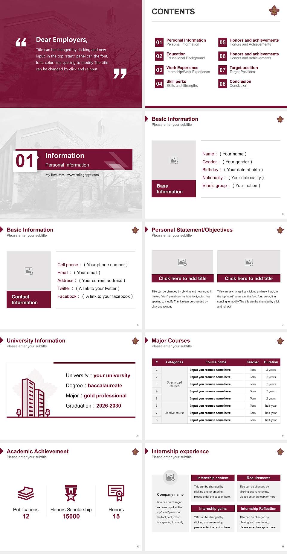 Toyo Eiwa University Resume PPT Template4:3 ratio PPT effect preview image2
