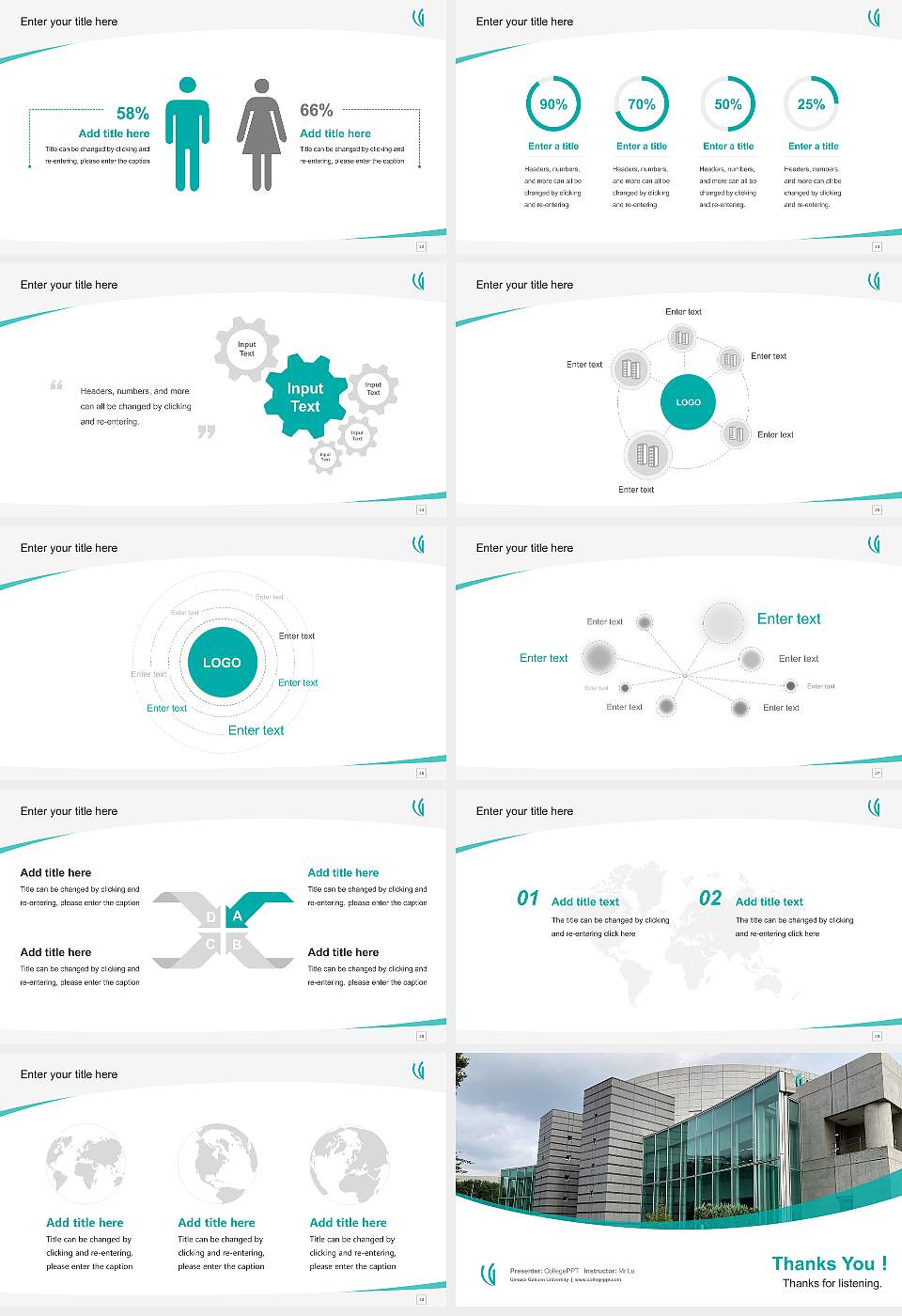 Uekusa Gakuen University Course/Courseware Creation PPT Template16:9 ratio PPT effect preview image4
