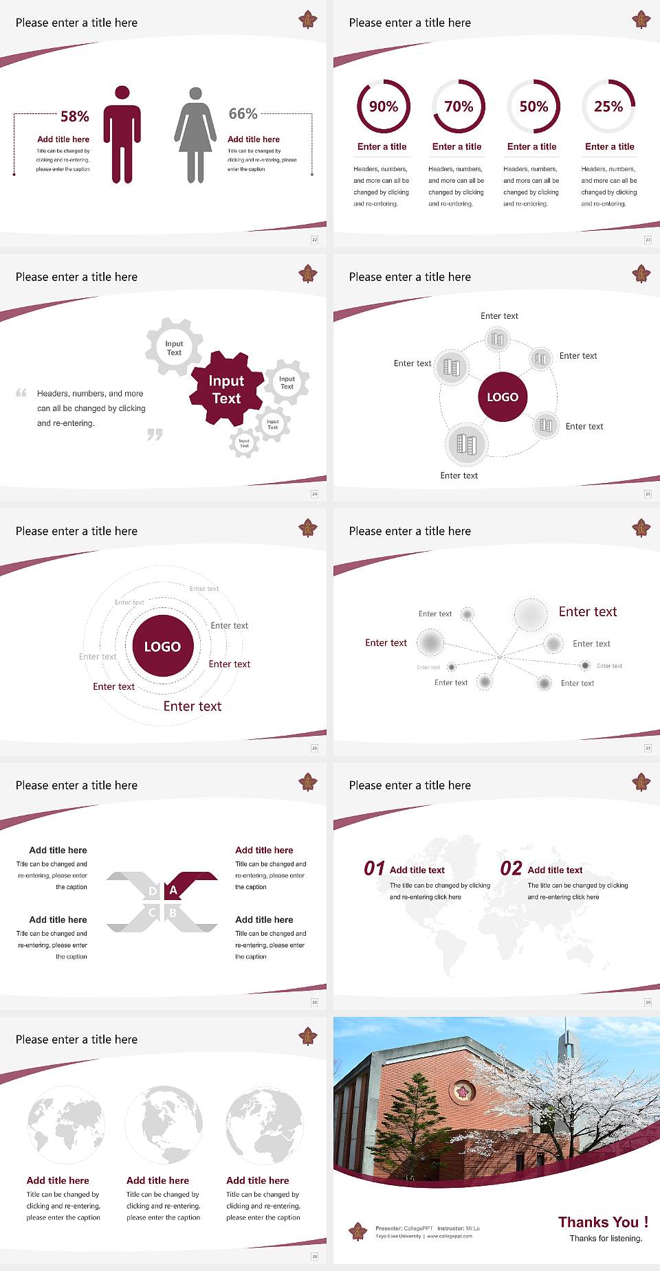 Toyo Eiwa University Course/Courseware Creation PPT Template4:3 ratio PPT effect preview image4