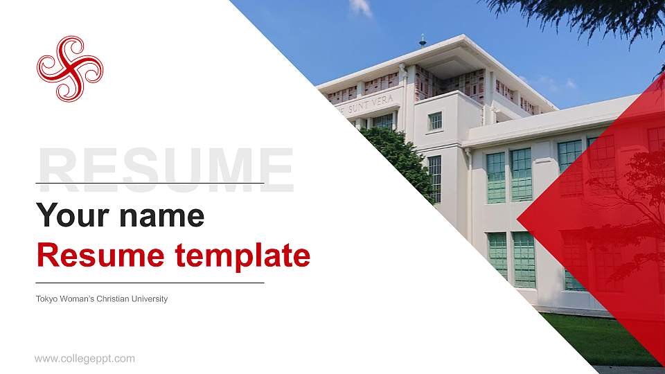 Tokyo Woman’s Christian University Resume PPT Template16:9 ratio PPT effect preview image