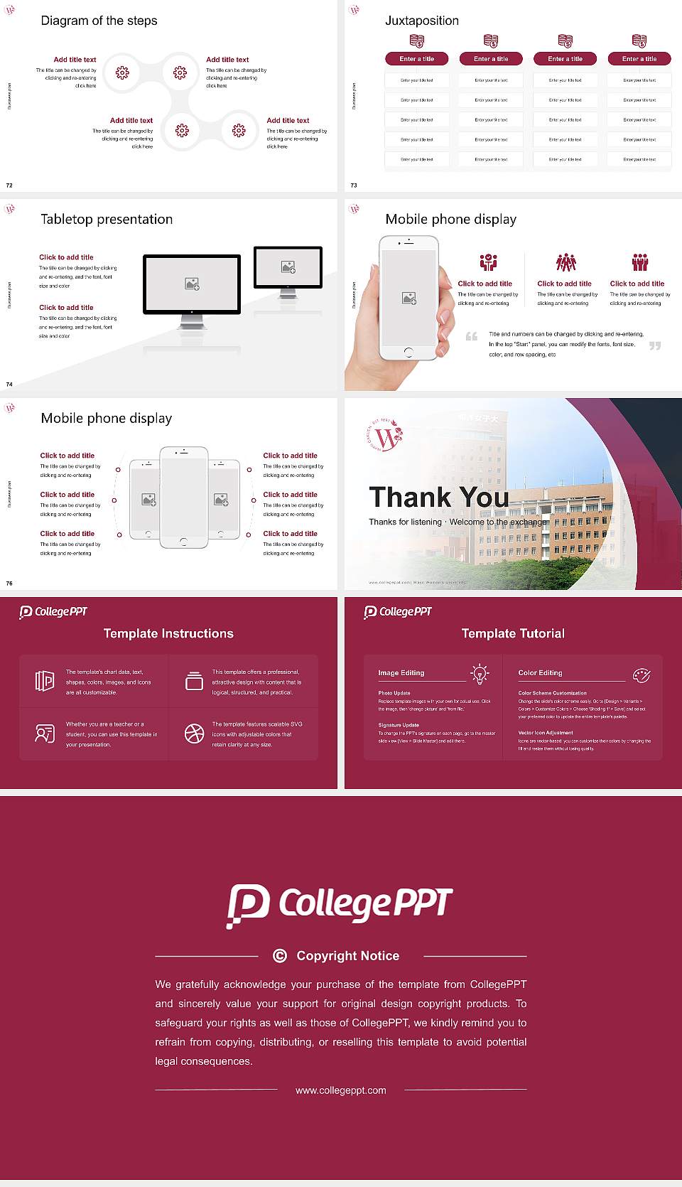 Wayo Women’s University Competition/Entrepreneurship Contest PPT Template16:9 ratio PPT effect preview image9