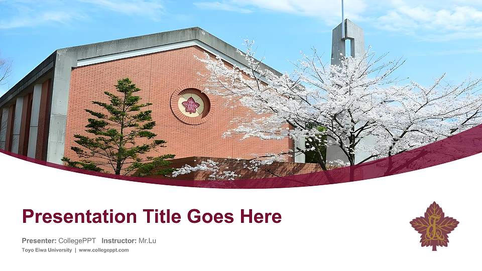 Toyo Eiwa University Course/Courseware Creation PPT Template16:9 ratio PPT effect preview image