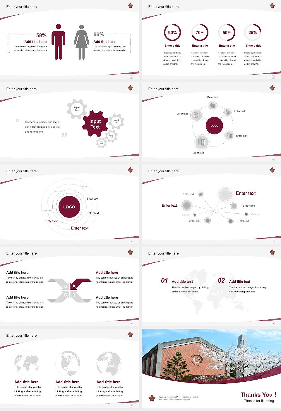 Toyo Eiwa University Course/Courseware Creation PPT Template16:9 ratio PPT effect preview image4